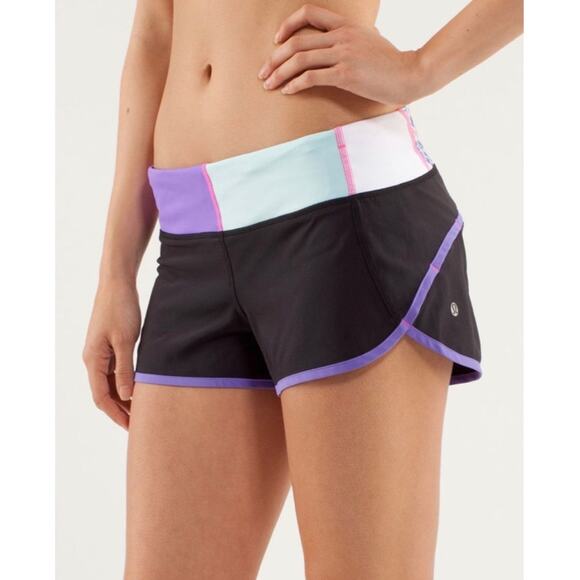 Lululemon Run Speed Short Black / Power Purple / Quilt Summer zip pocket floral - Picture 5 of 8